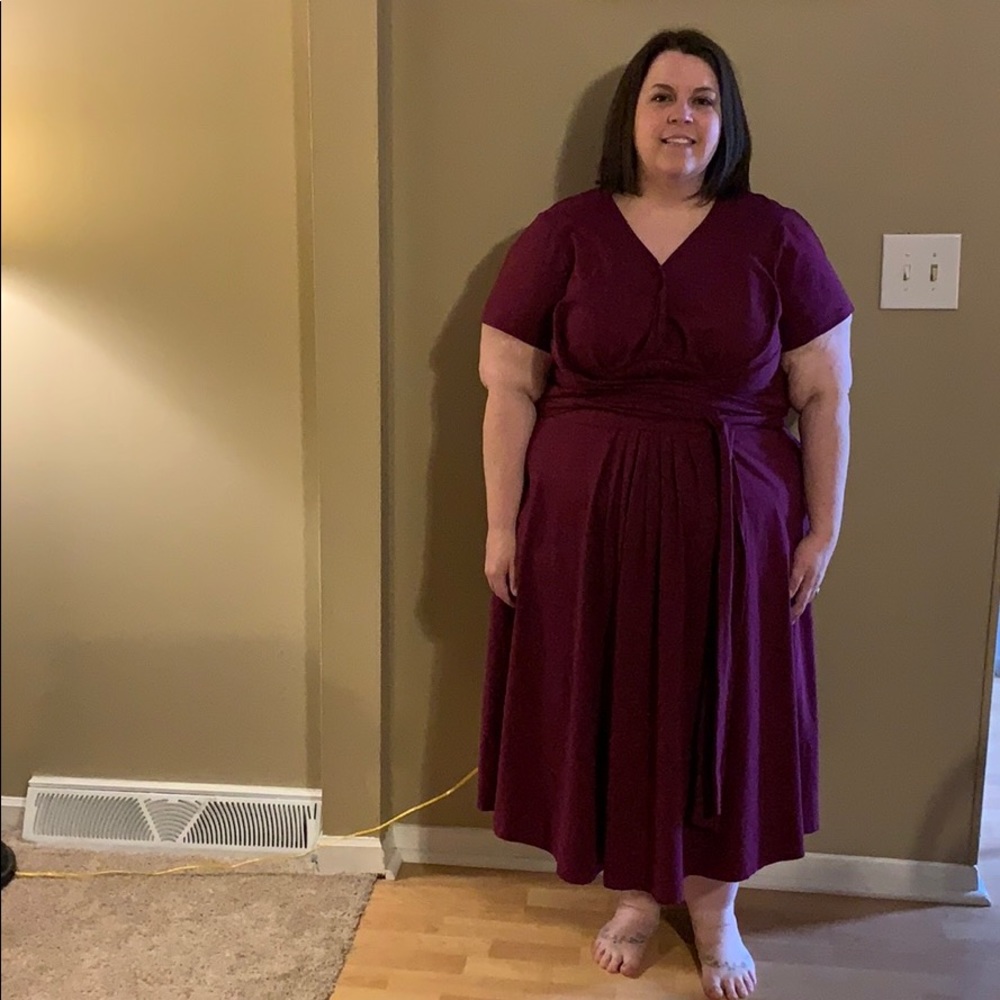 Eshakti.  Wine colored cotton/spandex dress.